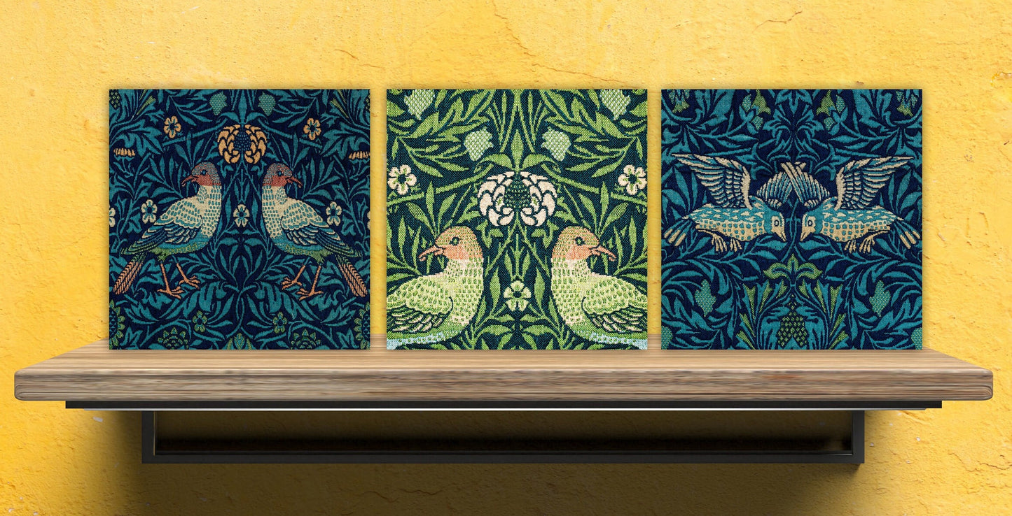 William Morris Set of 3 Ceramic tiles,Ceramic Decor Tiles,Kitchen Backsplash Tiles, Bathroom Tiles, Botanical wall art, William Morris print