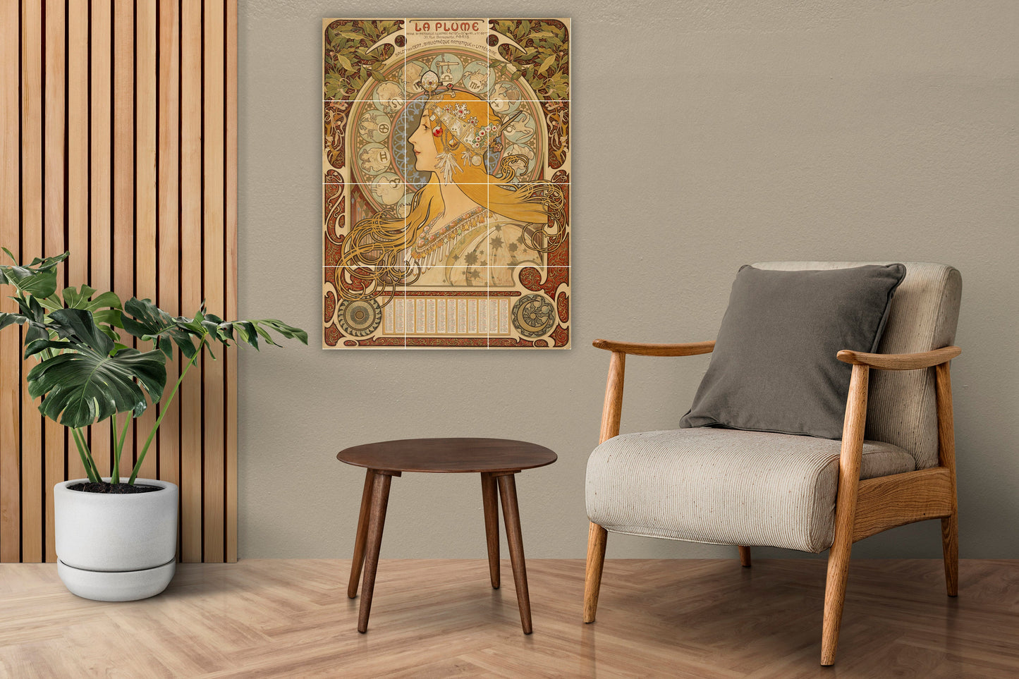 Tile Mural/Mosaic Ceramic Panel of Alphonse Mucha - Alphonse Mucha wall print - Mucha wall art - Tile Mural -Alphonse Mucha la Plume