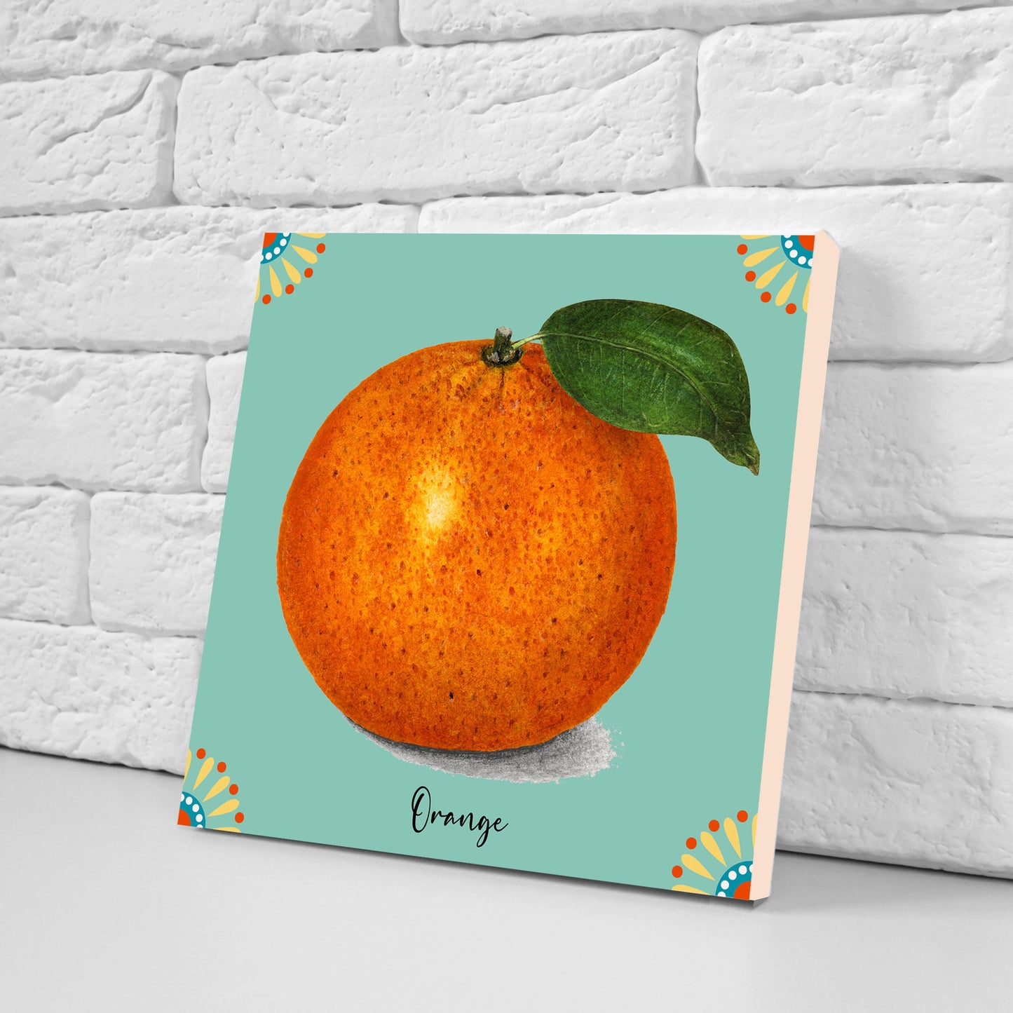Fruit print Kitchen Ceramic Tiles - Set of 4 Ceramic Decor Tiles -Kitchen Backsplash Tiles, Bathroom Tiles, Botanical wall art - Fruit decor