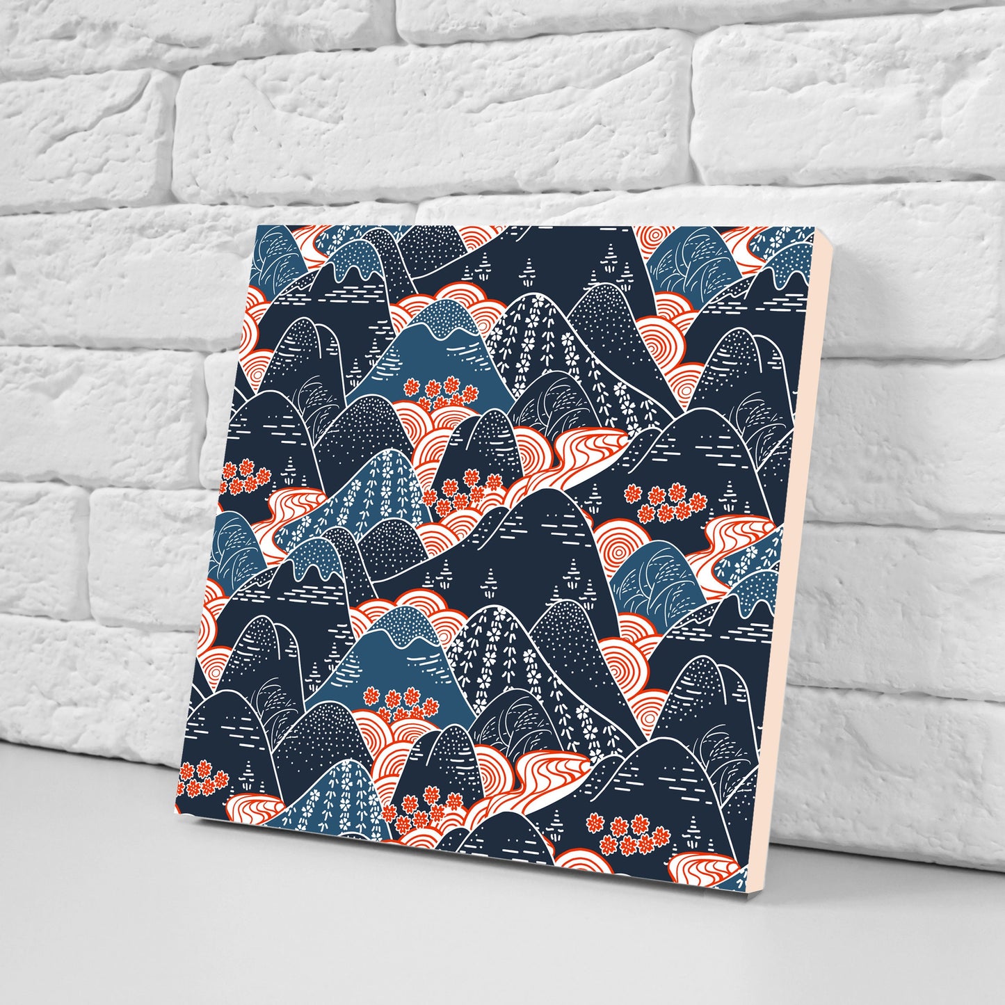 Japanese Ceramic Tiles - Set of 2 Japan Wall Decor Tiles - Kitchen Backsplash Tiles, Table Decorative Tiles, Bathroom Tiles, Coaster