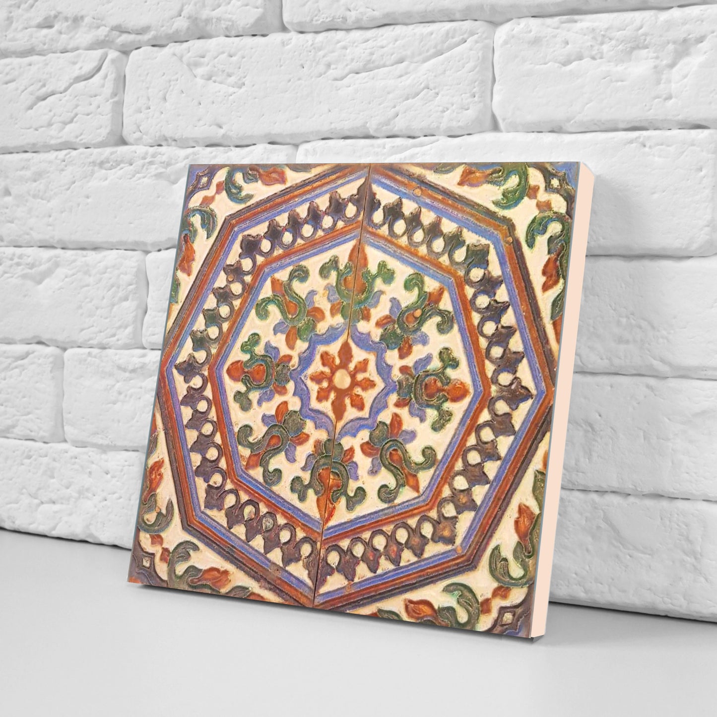 Moroccan Ceramic Tiles - Set of 2 Moroccan Wall Decor Tiles - Kitchen Backsplash Tiles, Table Decorative Tiles, Bathroom Tiles, Coaster
