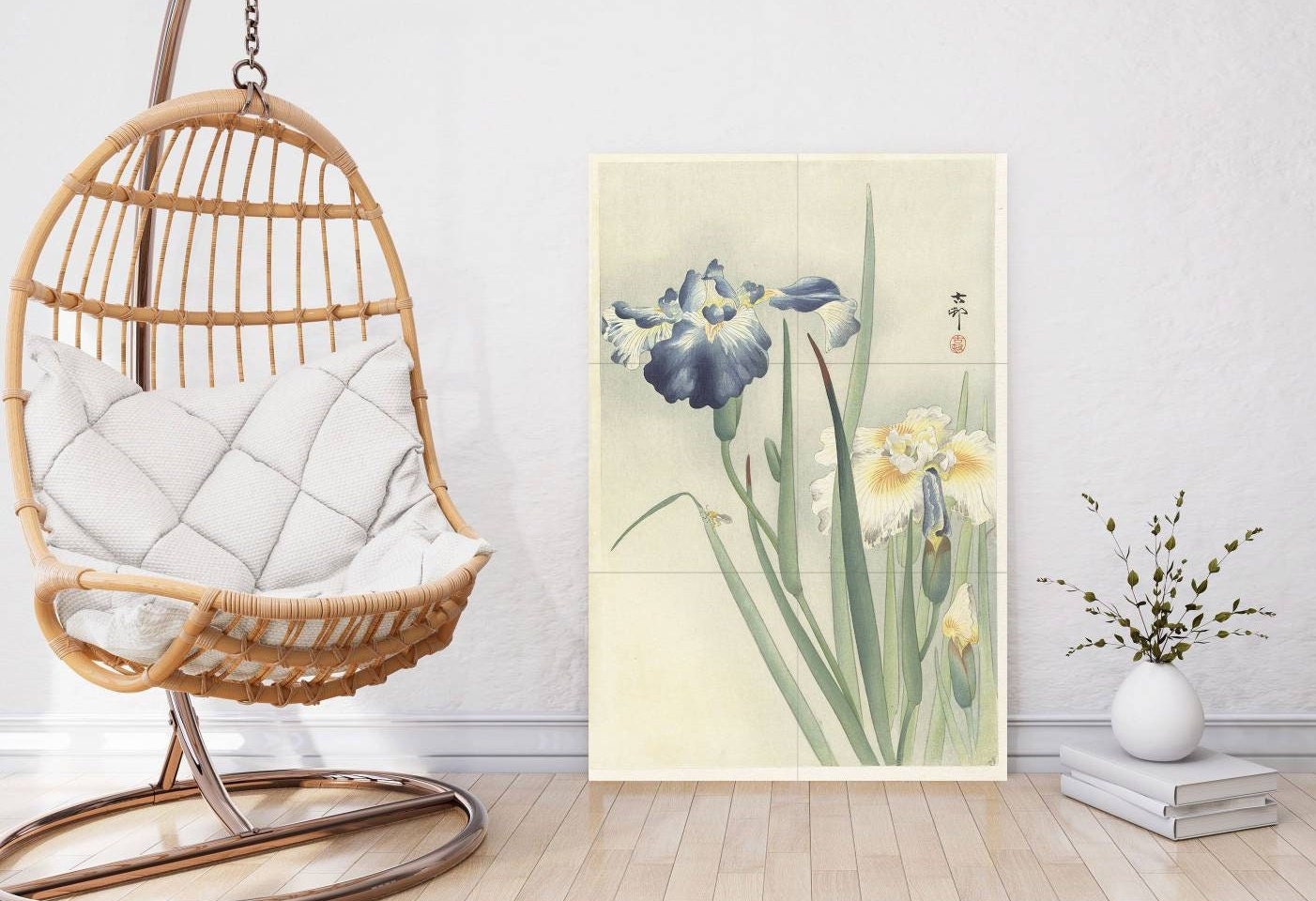 Tile Mural/Mosaic Ceramic Panel of Irises - Ohara Koson Irises - Flower Mural - Ohara Koson print - Floral Wall Art Print - Tile Mosaic