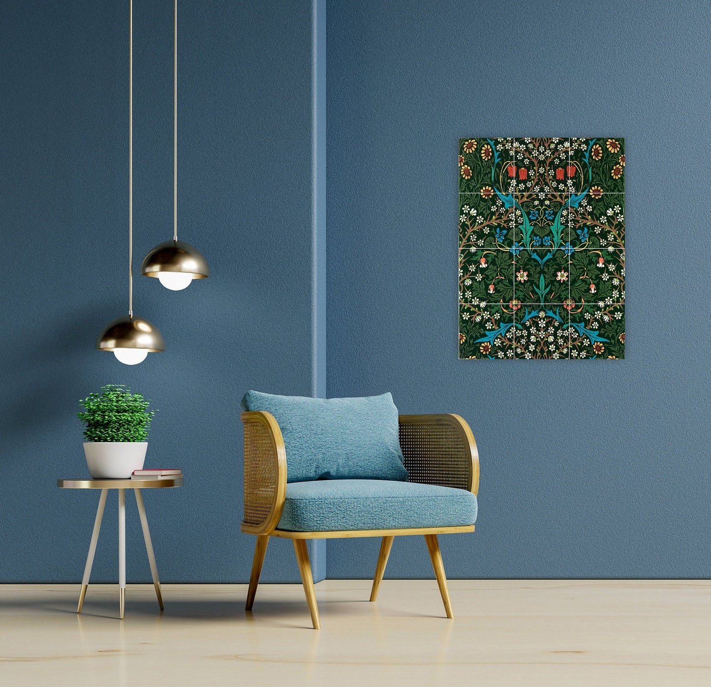 Tile Mural/Mosaic Ceramic Panel of Blackthorn - William Morris William Morris wall art-Morris wall print-Tile Mural-Gloss Tiles-Tile Mosaic