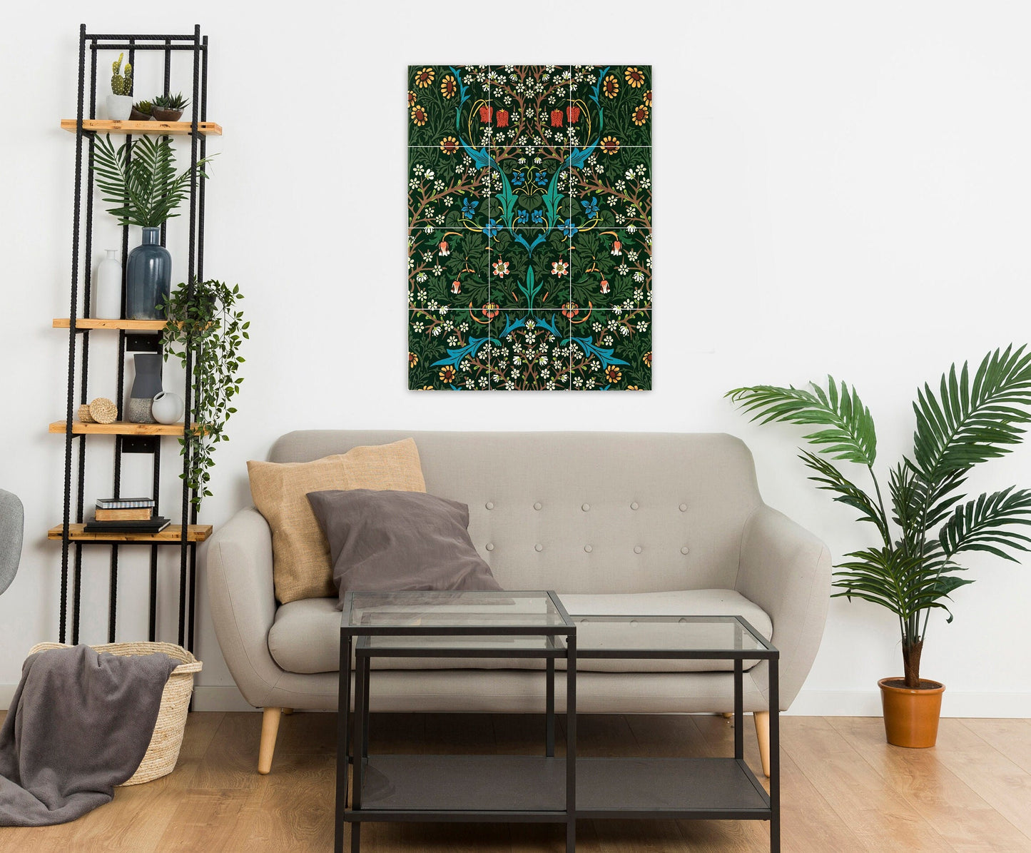 Tile Mural/Mosaic Ceramic Panel of Blackthorn - William Morris William Morris wall art-Morris wall print-Tile Mural-Gloss Tiles-Tile Mosaic