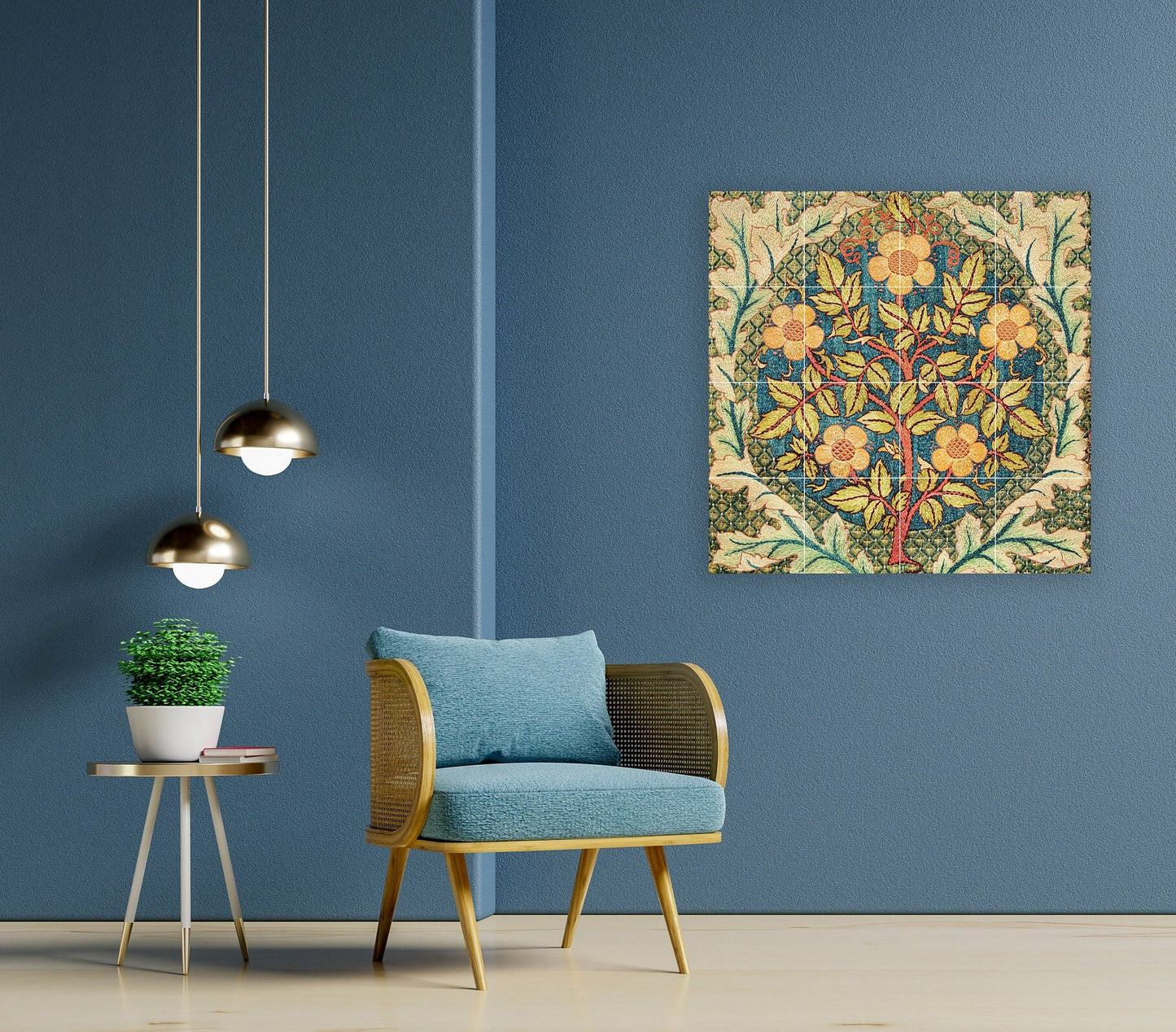 Tile Mural/Mosaic Ceramic Panel William Morris Rose wreath - William Morris wall art - Morris wall print- Tile Mural-Gloss Tiles-Tile Mosaic