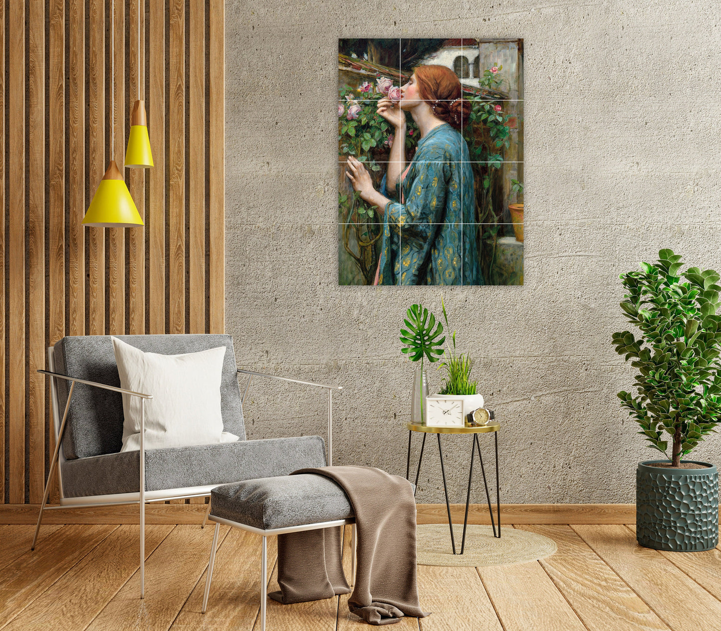 Tile Mural/Mosaic Ceramic Panel of The Soul of the Rose by Waterhouse - Rose wall art - Waterhouse wall art- Roses wall print -Tile Mosaic