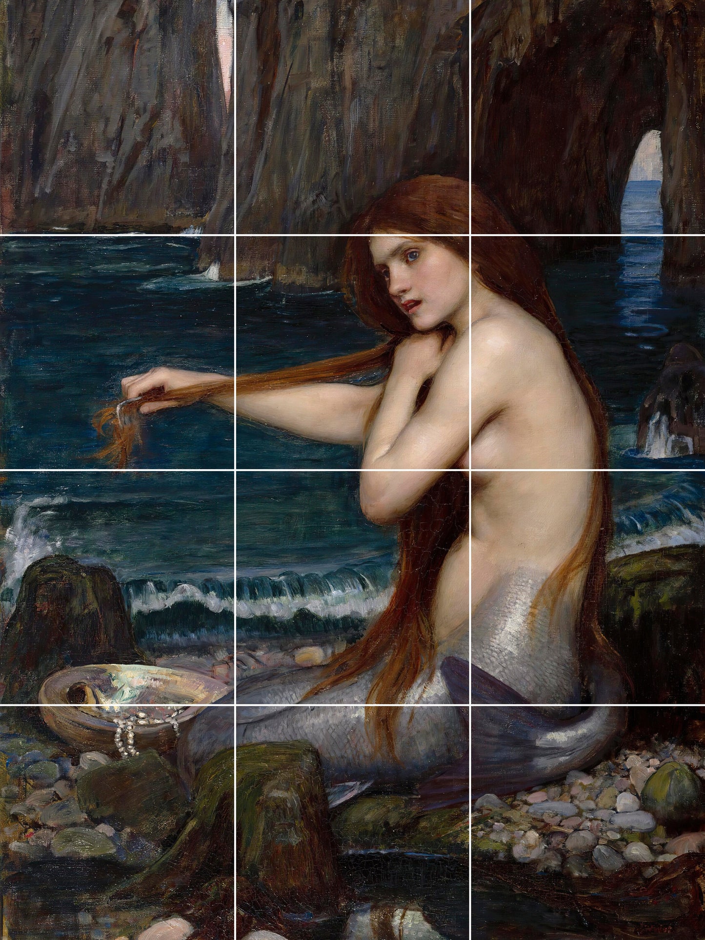 Tile Mural/Mosaic Ceramic Panel of A Mermaid William Waterhouse - Mermaid wall art - Waterhouse wall art- Mermaid wall print -Tile Mosaic