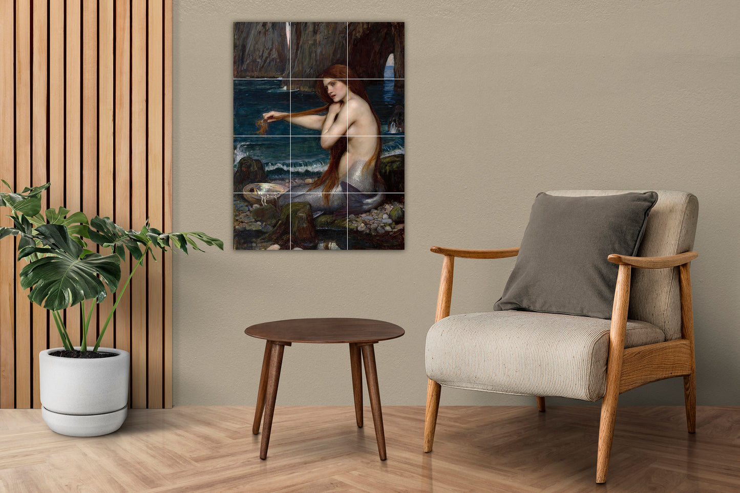 Tile Mural/Mosaic Ceramic Panel of A Mermaid William Waterhouse - Mermaid wall art - Waterhouse wall art- Mermaid wall print -Tile Mosaic