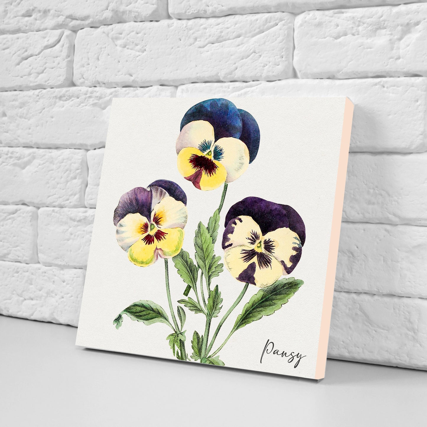 Vintage Botanical Print Ceramic Tiles - Set of 3 Ceramic Decor Tiles - Kitchen Backsplash Tiles, Bathroom Tiles, Botanical wall art