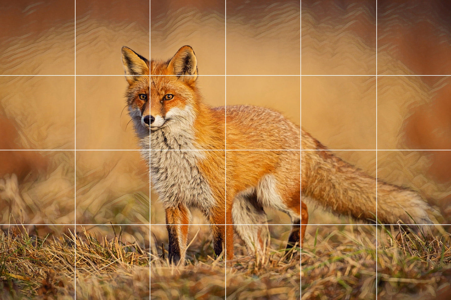 Tile Mural/Mosaic Ceramic Panel of a Red Fox-Fox Wall Art - Tile Mural Fox Art Print - Gloss Tiles - Tile Mosaic - Kitchen backsplash