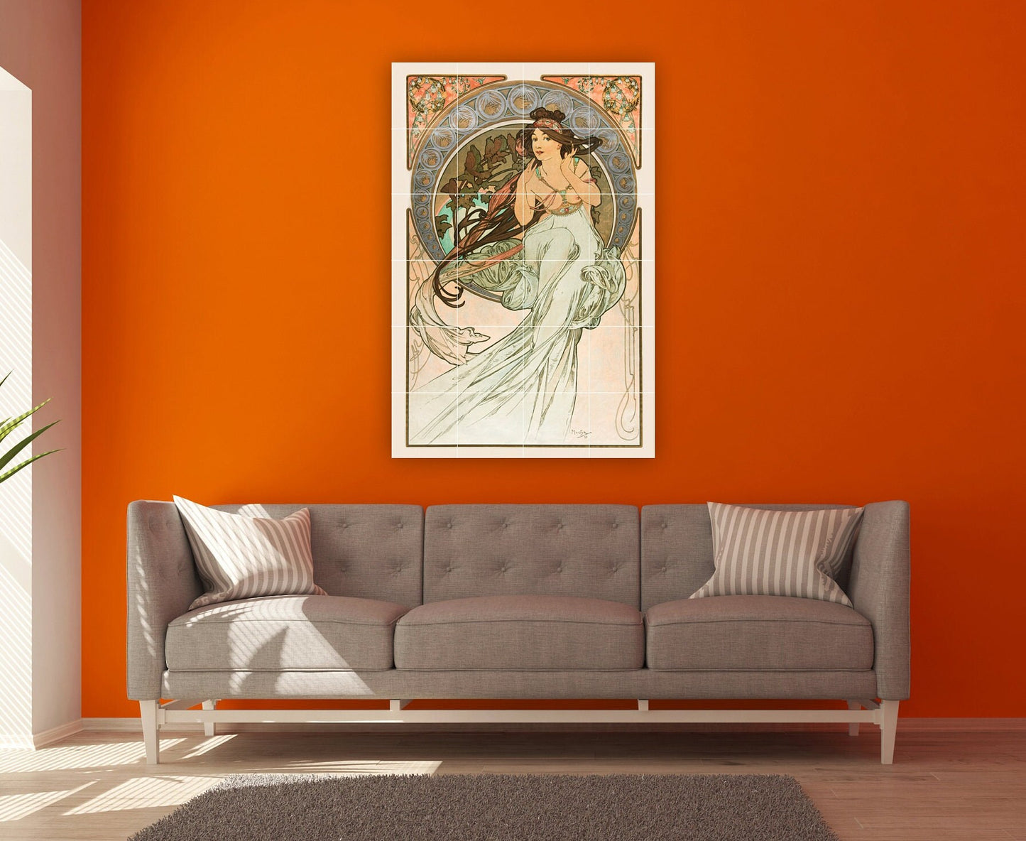 Tile Mural/Mosaic Ceramic Panel of Alphonse Mucha - Alphonse Mucha wall print - Mucha wall art - Tile Mural - Gloss Tiles- Tile Mosaic