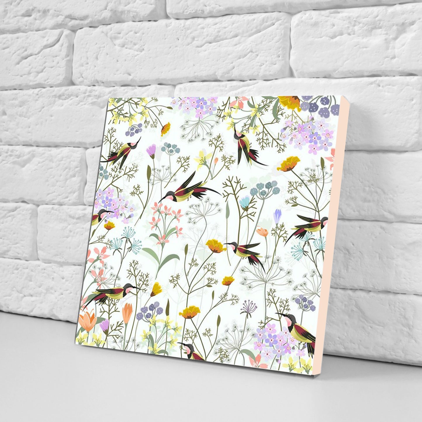 Birds and Flowers Ceramic tiles - Set of 2 Birds and Flowers Wall Decor Tiles - Kitchen Backsplash Tiles, Decorative Tiles, Bathroom Tiles