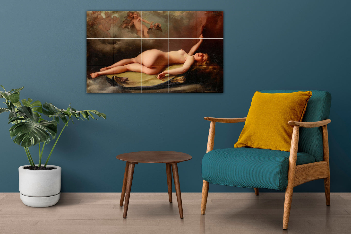 Tile Mural/Mosaic Ceramic Panel of Ricardo Falero Reclining Nude-Falero Wall Art -Ricardo Falero wall print -Falero nude print- Tile Mosaic