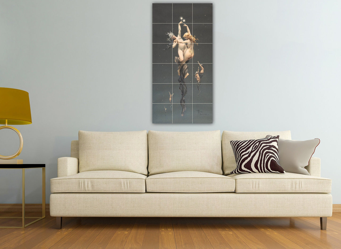 Tile Mural/Mosaic Ceramic Panel of Ricardo Falero Twin Stars- Falero Wall Art -Ricardo Falero - Falero wall print Tile Mural - Tile Mosaic