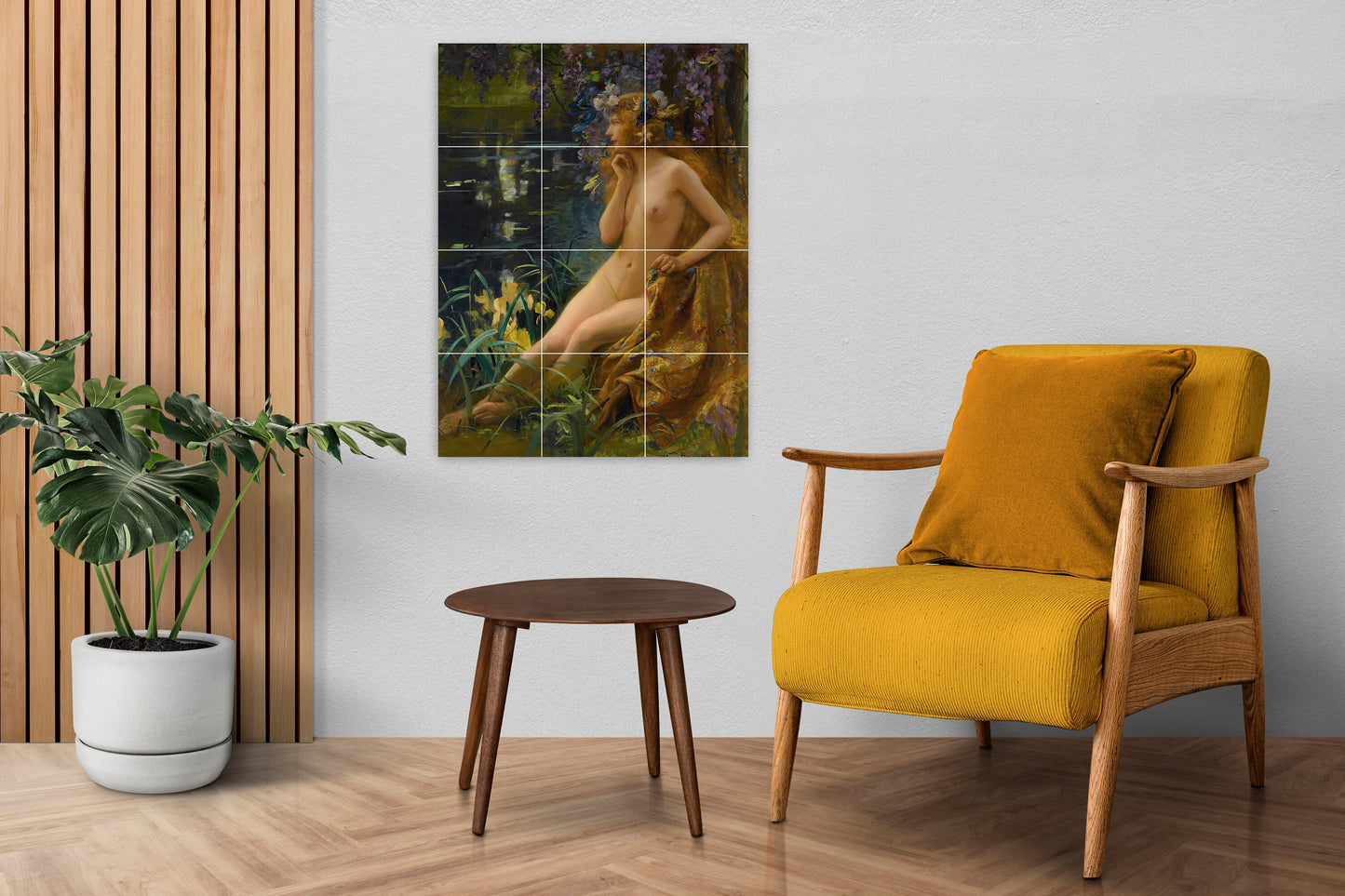 Tile Mural/Mosaic Ceramic Panel of Gaston Bussiere Juventa - Bussiere wall print -Bussiere wall art- Gaston Bussiere nude print -Tile Mosaic
