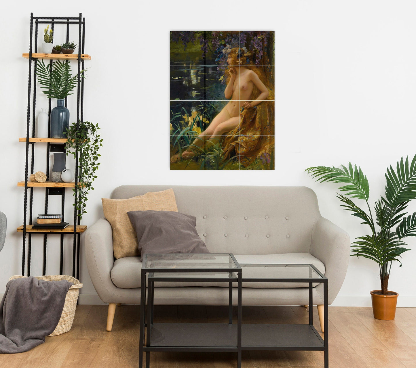 Tile Mural/Mosaic Ceramic Panel of Gaston Bussiere Juventa - Bussiere wall print -Bussiere wall art- Gaston Bussiere nude print -Tile Mosaic