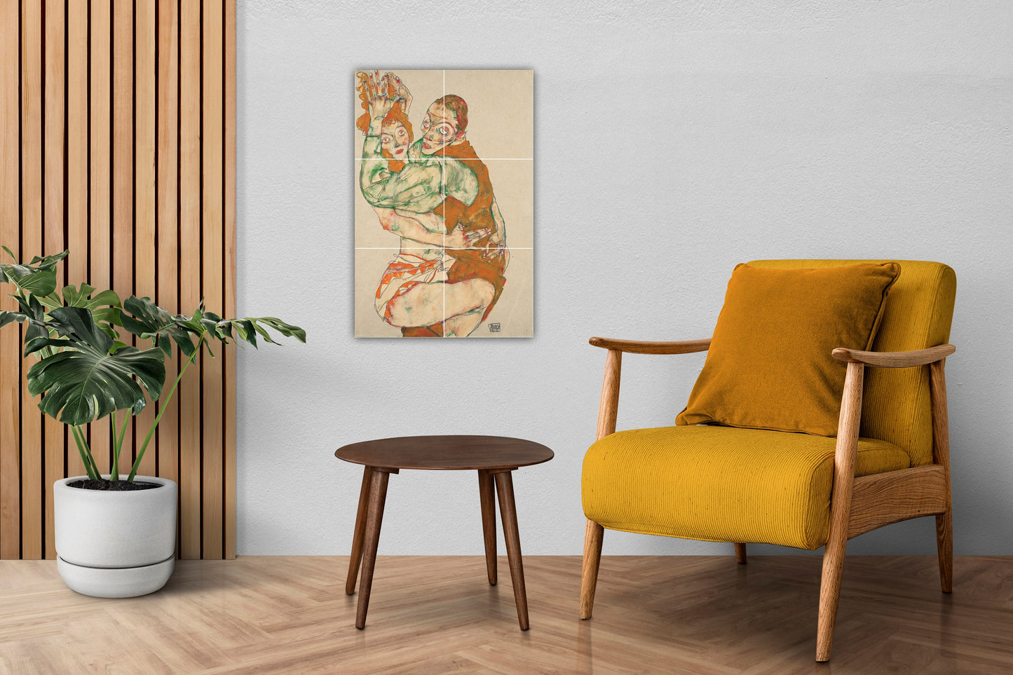 Tile Mural/Mosaic Ceramic Panel of Egon Schiele Lovemaking - Egon Schiele wall print - Schiele wall art - Tile Mural - Egon Schiele Mural