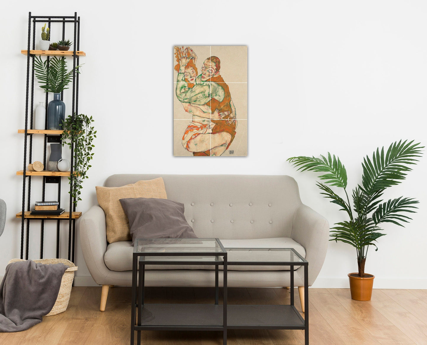 Tile Mural/Mosaic Ceramic Panel of Egon Schiele Lovemaking - Egon Schiele wall print - Schiele wall art - Tile Mural - Egon Schiele Mural