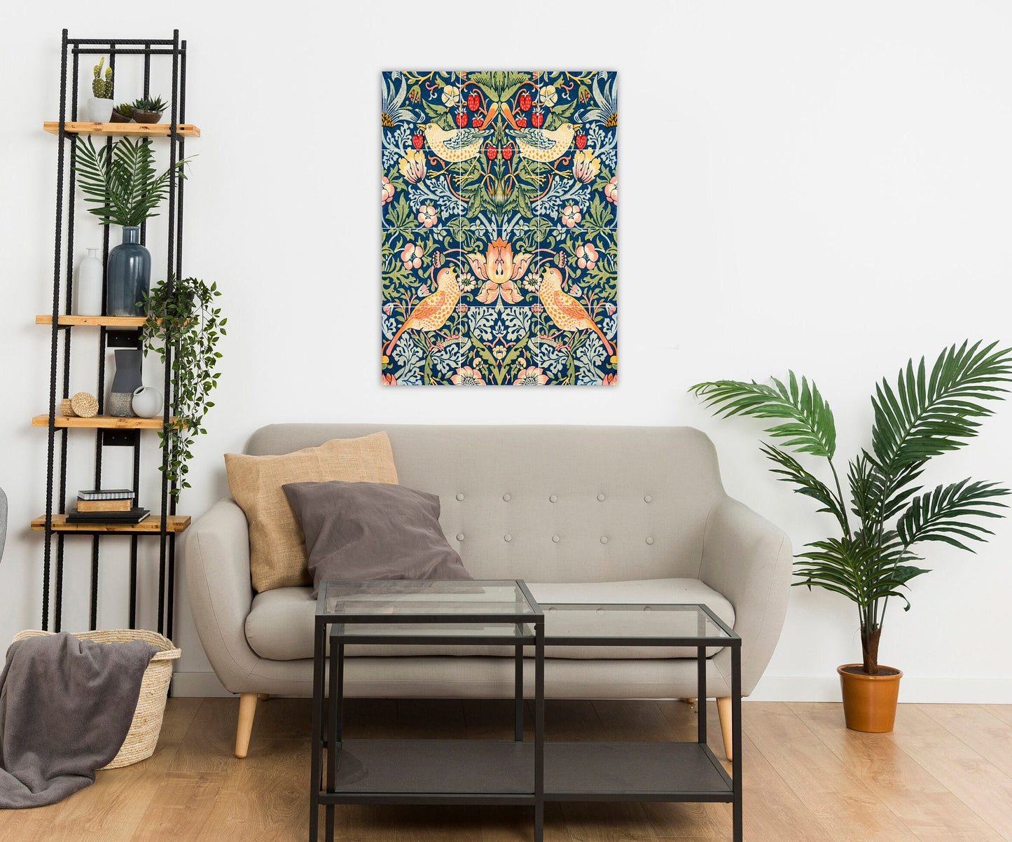 Tile Mural/Mosaic Ceramic Panel of William Morris Strawberry Thief pattern - William Morris wall art - Tile Mural -Morris print -Tile Mosaic
