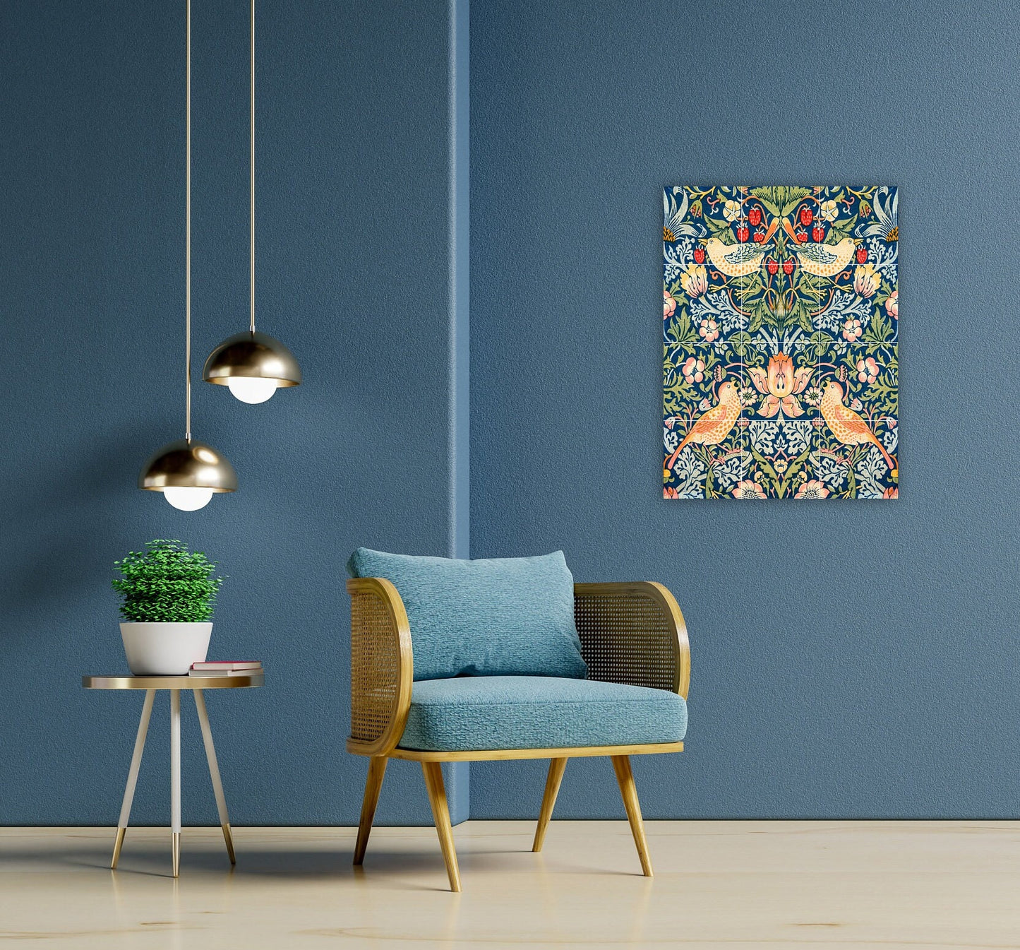 Tile Mural/Mosaic Ceramic Panel of William Morris Strawberry Thief pattern - William Morris wall art - Tile Mural -Morris print -Tile Mosaic