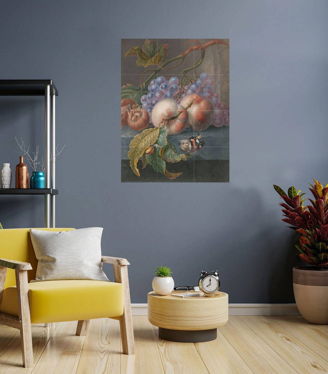 Tile Mural/Mosaic Ceramic of Fruits with Butterfly and Snail - Herman Henstenburgh Print - Fruit Tile Mural -Gloss Tiles -Kitchen backsplash