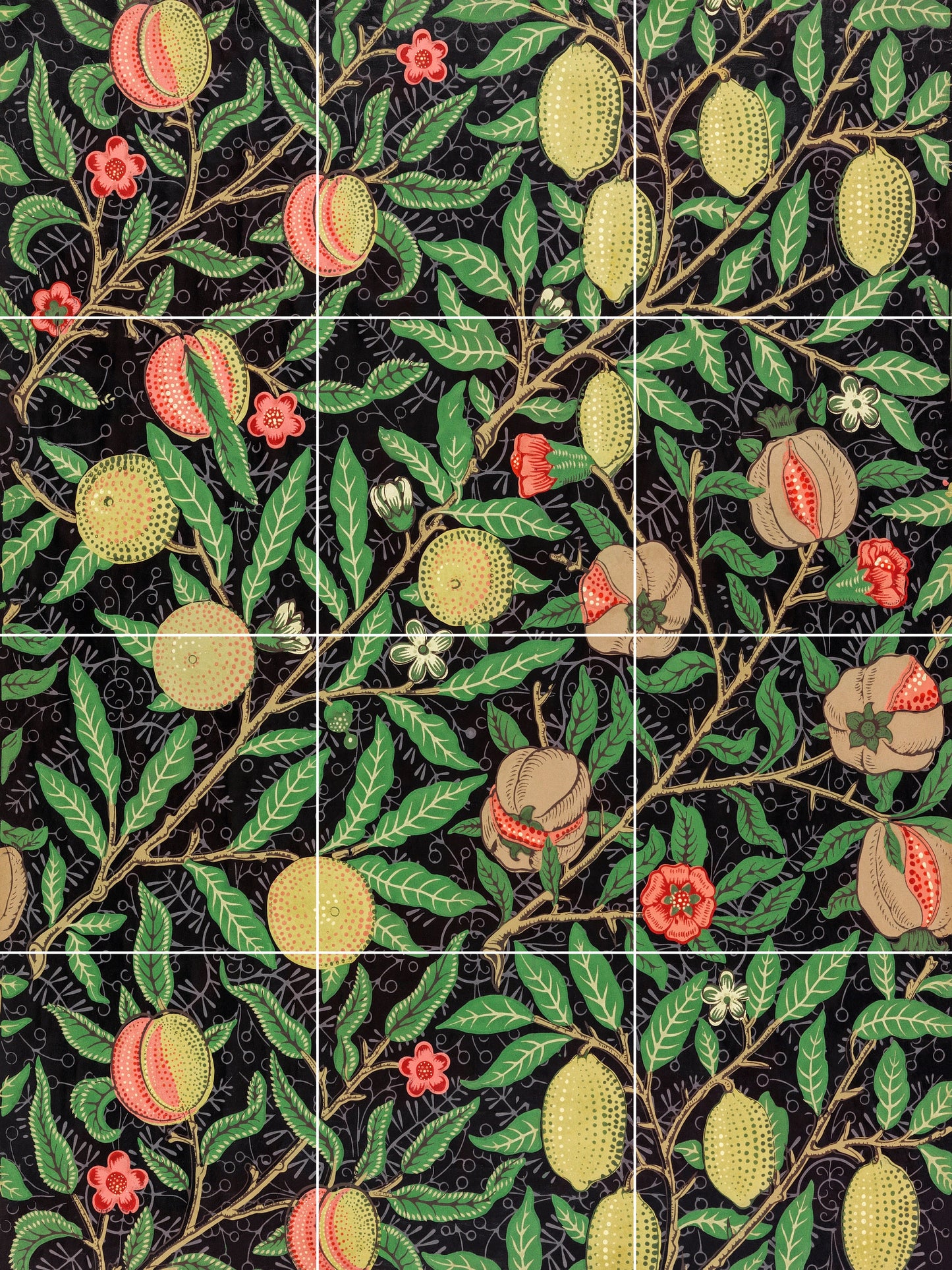 Tile Mural/Mosaic Ceramic Panel of William Morris Fruit pattern - William Morris wall art - Tile Mural -Morris print -Tile Mosaic