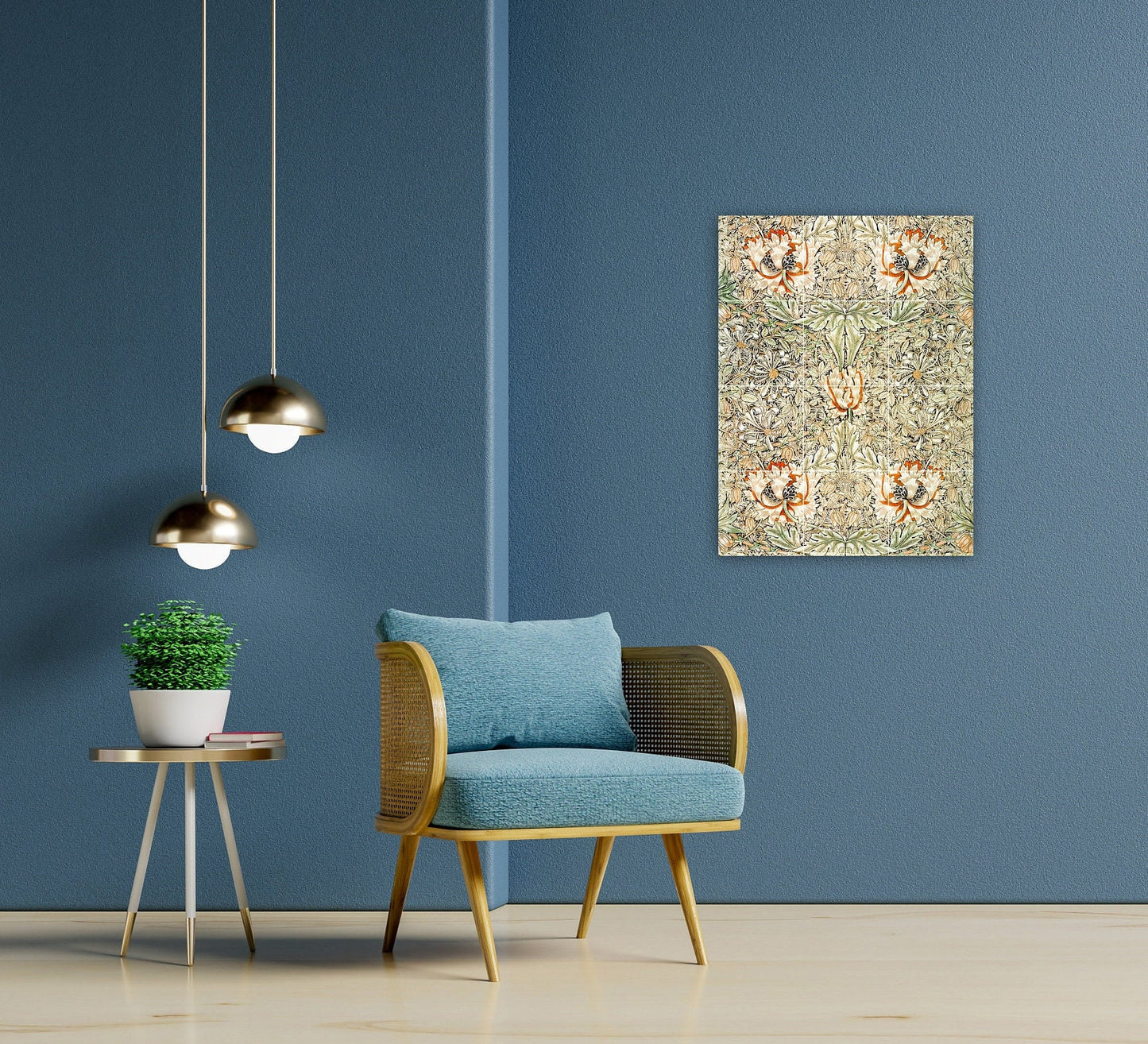 Tile Mural/Mosaic Ceramic Panel of Honeysuckle William Morris -William Morris wall art -Morris wall print-Tile Mural-Gloss Tiles-Tile Mosaic