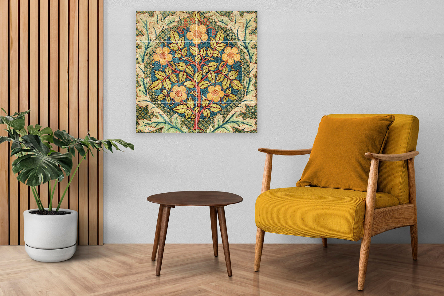 Tile Mural/Mosaic Ceramic Panel William Morris Rose wreath - William Morris wall art - Morris wall print- Tile Mural-Gloss Tiles-Tile Mosaic