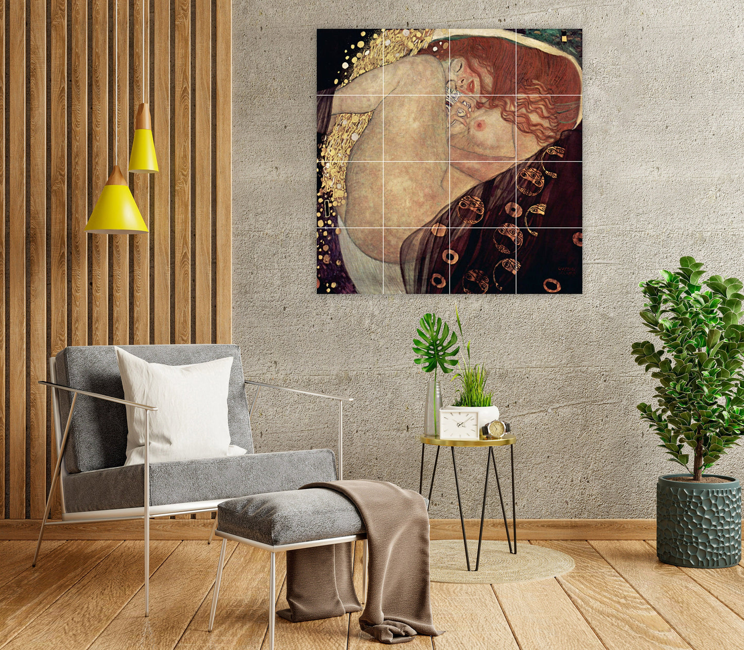 Tile Mural/Mosaic Ceramic Panel of Gustav Klimt Danae - Gustav Klimt wall print - Klimt Tile Mural - Klimt nude wall print - Tile Mosaic