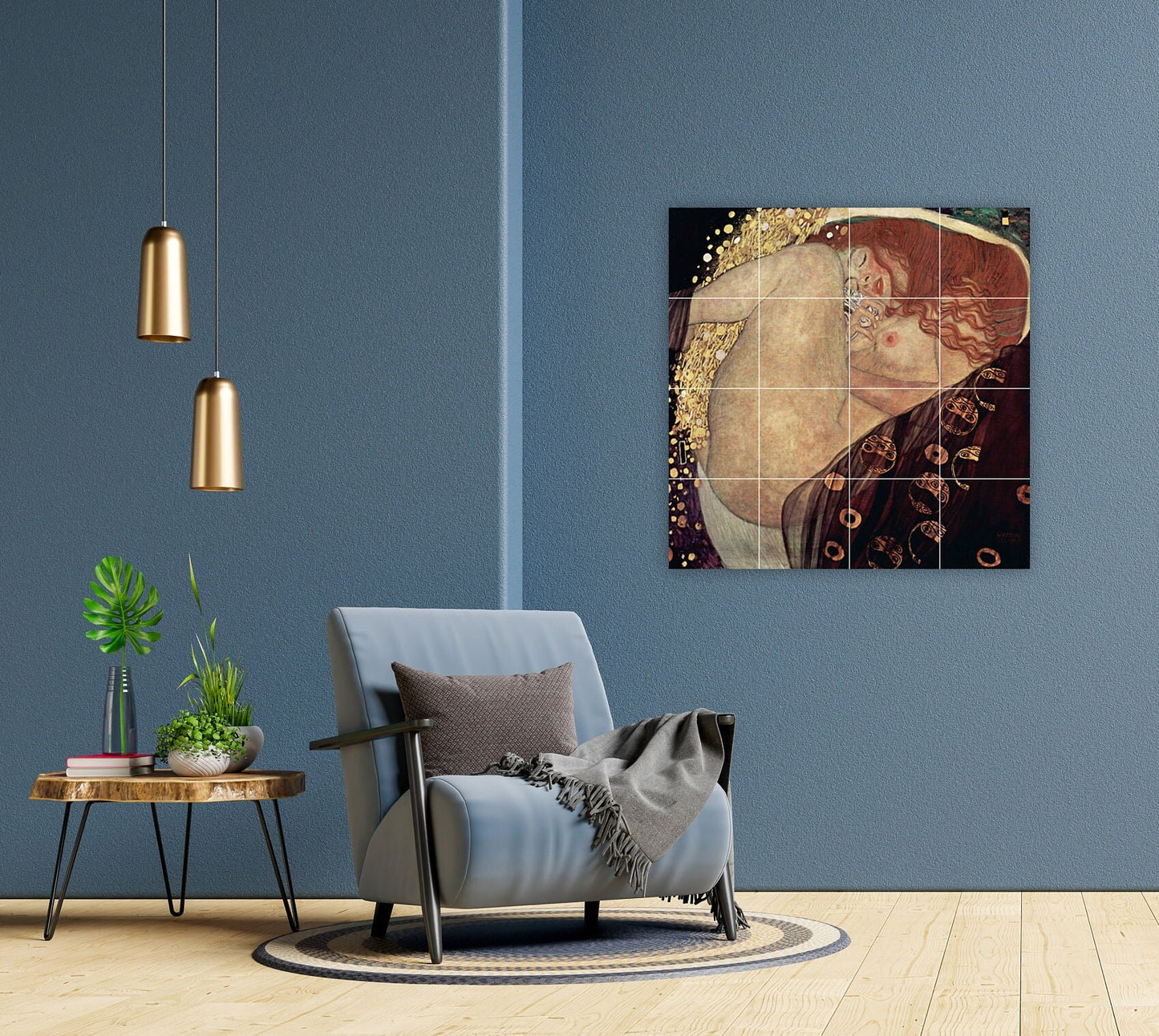 Tile Mural/Mosaic Ceramic Panel of Gustav Klimt Danae - Gustav Klimt wall print - Klimt Tile Mural - Klimt nude wall print - Tile Mosaic