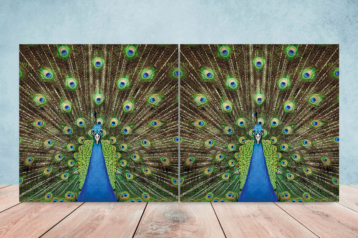 Peacock Design Ceramic Tiles - Set of 2 Peacock design Wall Décor Tiles - Kitchen Backsplash Tiles, Table Decorative Tiles, Bathroom Tiles
