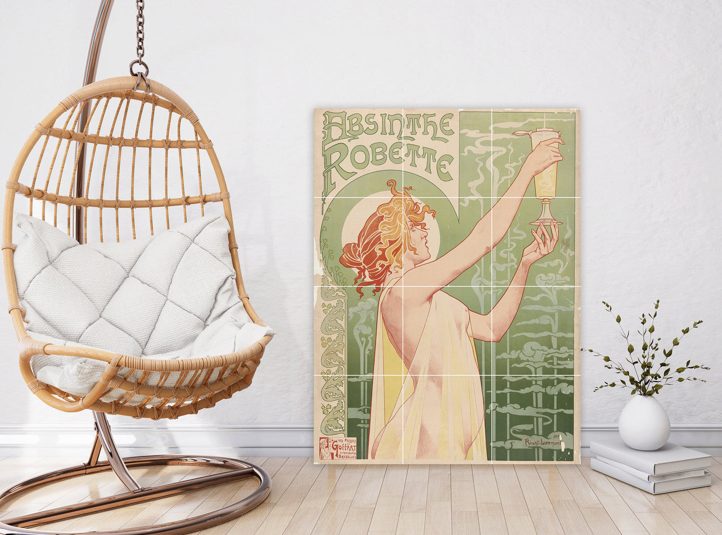 Tile Mural/Mosaic Ceramic Panel of Privat-Livemont Absinthe Robette -Livemont wall print -Livemont wall art-Livemont nude print -Tile Mosaic