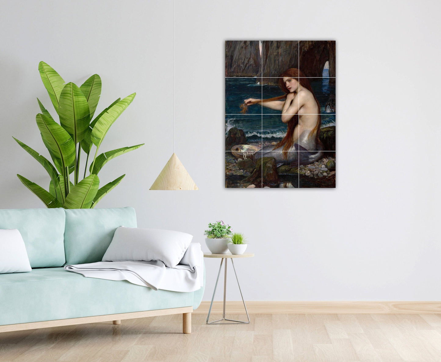Tile Mural/Mosaic Ceramic Panel of A Mermaid William Waterhouse - Mermaid wall art - Waterhouse wall art- Mermaid wall print -Tile Mosaic