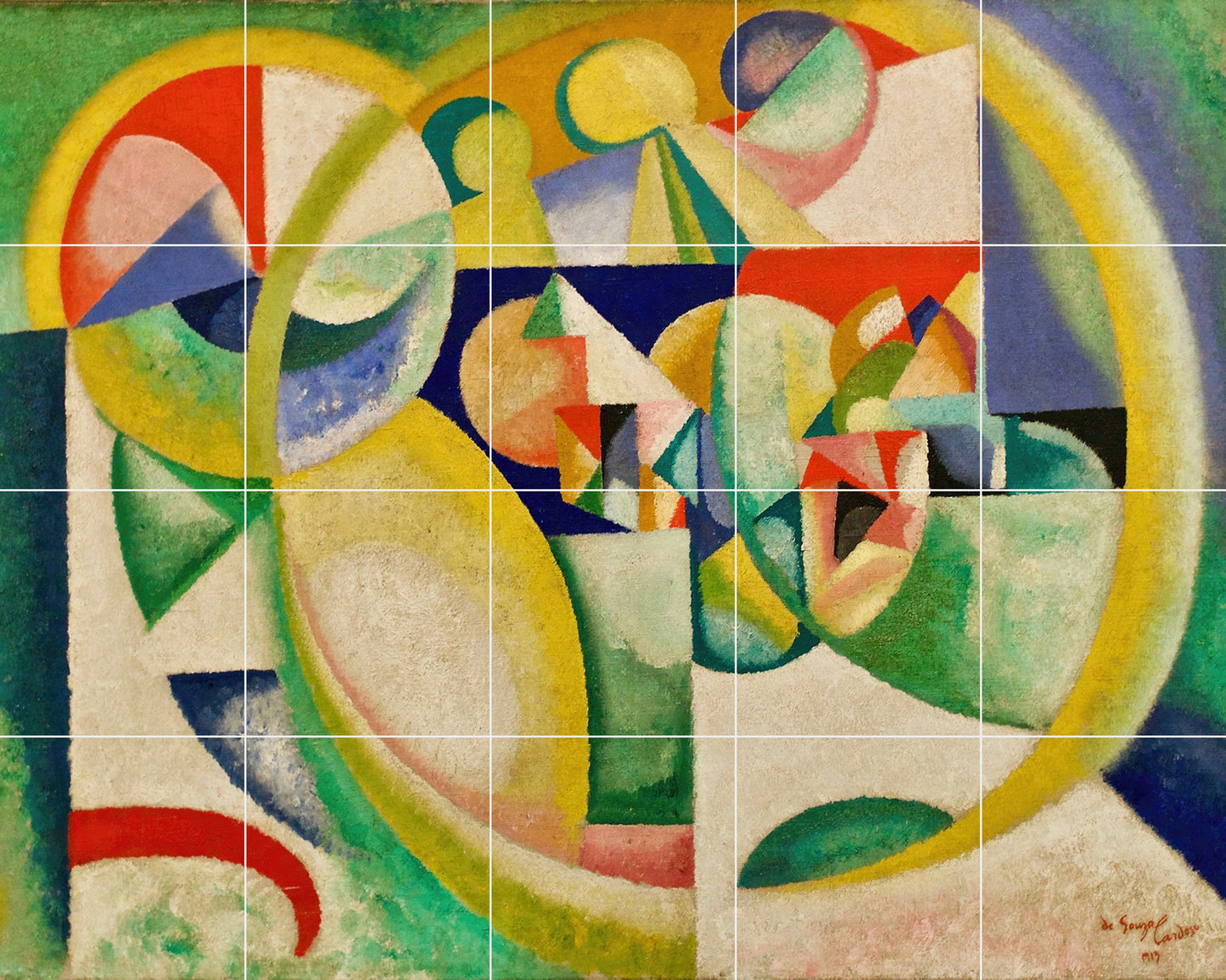 Tile Mural/Mosaic Ceramic Panel of Cardoso Study B - Amadeo de Souza Art - Abstract Painting - Tile Mural - Gloss Tiles - Tile Mosaic