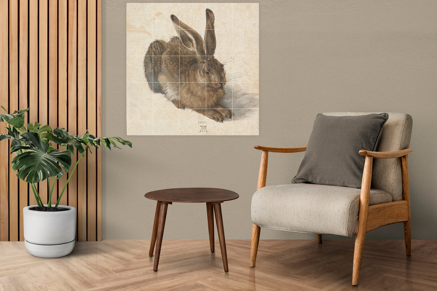 Tile Mural/Mosaic Ceramic Panel of Albrecht Dürer Young Hare -Albrecht Dürer wall art - Dürer wall print-Tile Mural-Gloss Tiles-Tile Mosaic