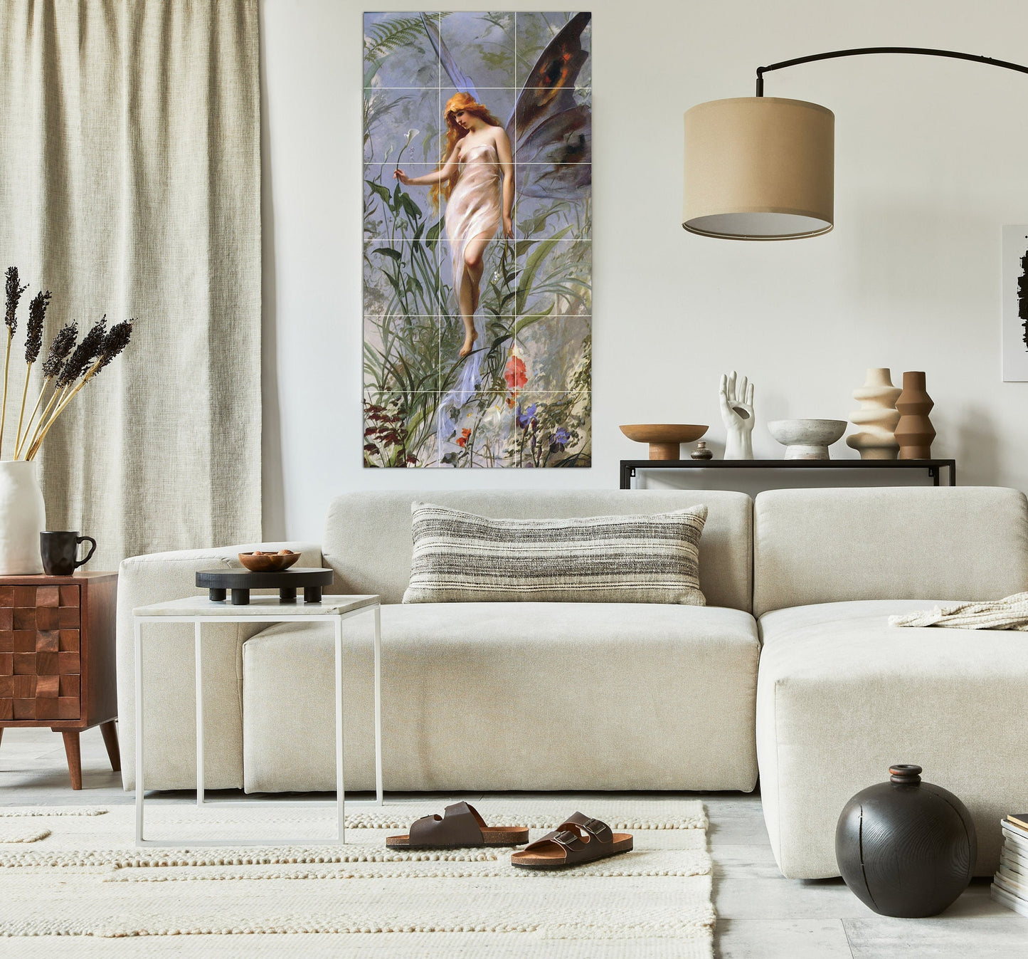 Tile Mural/Mosaic Ceramic Panel of Ricardo Falero Fairy - Falero Wall Art - Ricardo Falero wall print - Falero fairy print -Tile Mosaic