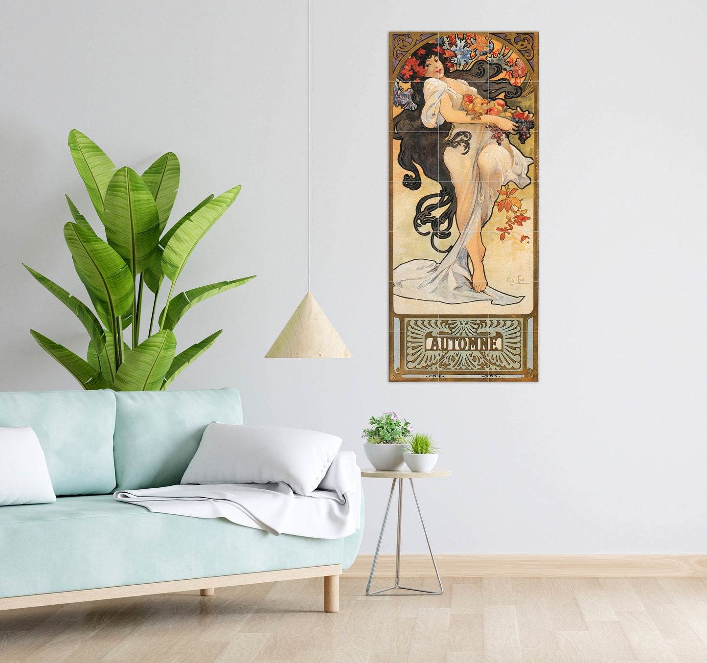 Tile Mural/Mosaic Ceramic Panel of Alphonse Mucha Automne - Alphonse Mucha wall art - Mucha Print - Tile Mural - Gloss Tiles- Tile Mosaic