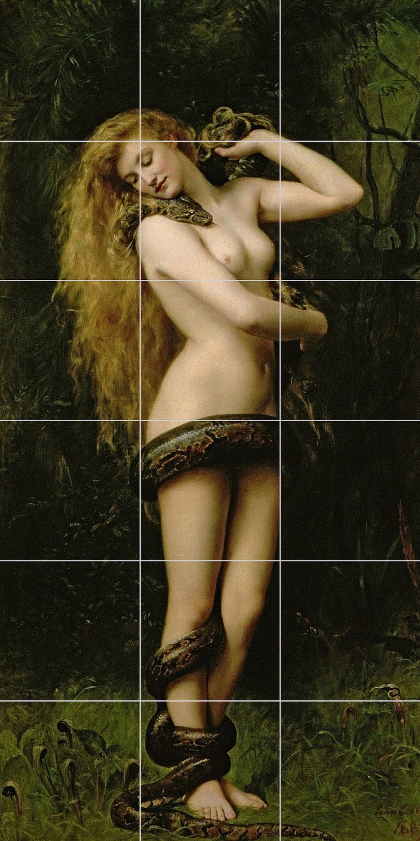 Tile Mural/Mosaic Ceramic Panel of John Collier Lilith - John Collier Wall Art - John Collier wall print - Lilith wall print -Tile Mosaic