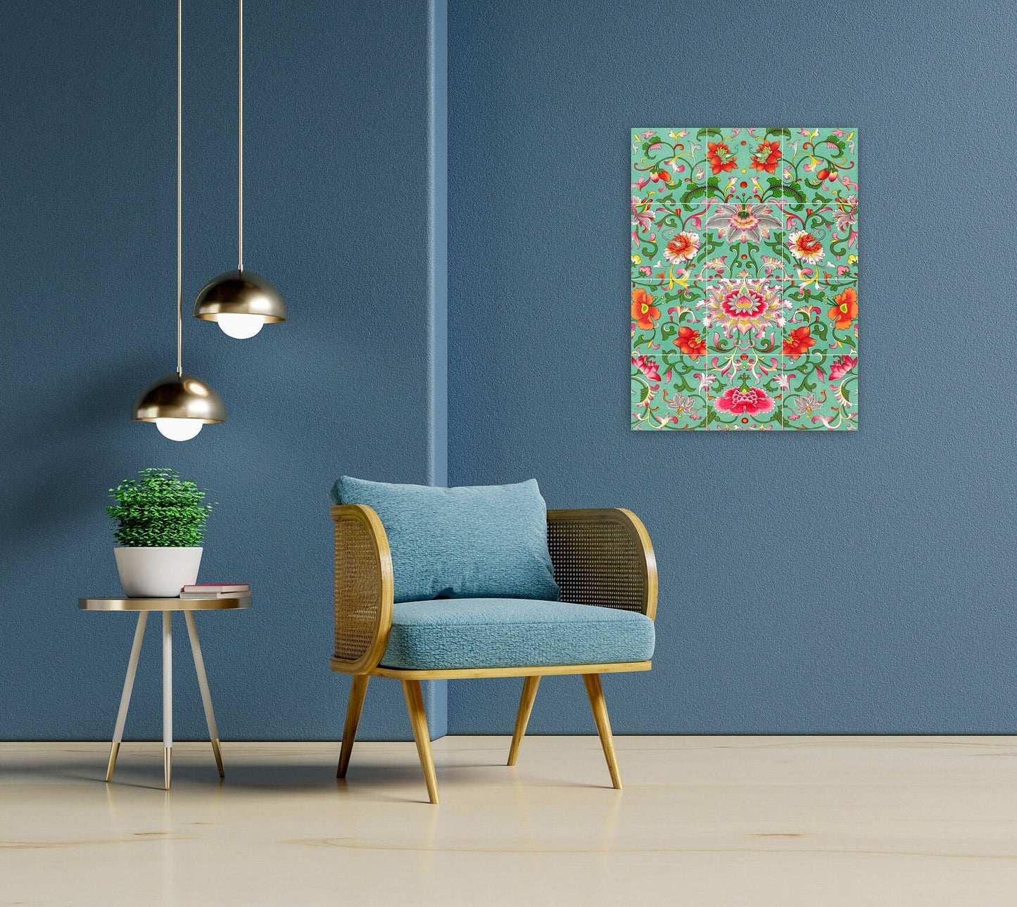 Art Nouveau Floral Ceramic Tile Mural/Mosaic -Art Nouveau Wall Decor Tiles -Kitchen Backsplash Tiles, Table Decorative Tiles, Bathroom Tiles