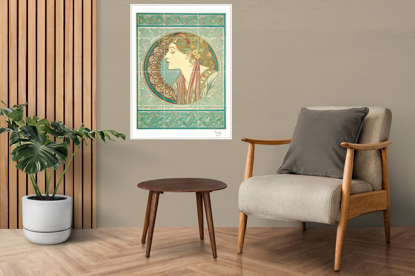 Tile Mural/Mosaic Ceramic Panel of Alphonse Mucha Laurier - Alphonse Mucha wall print - Mucha wall art - Tile Mural -Alphonse Mucha Mural