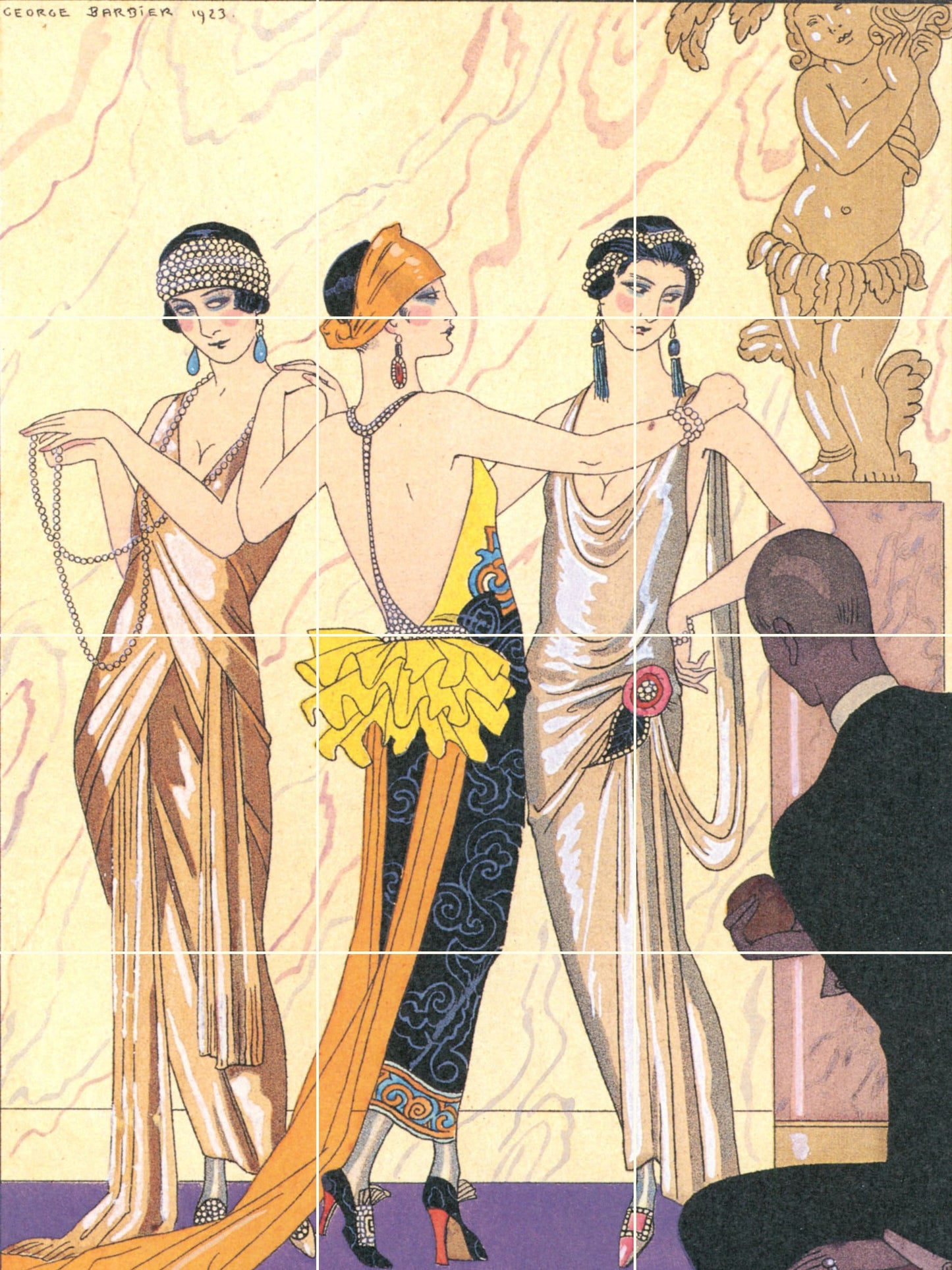 Tile Mural/Mosaic Ceramic Panel of George Barbier Le Jugement de Paris - George Barbier wall print - George Barbier wall art - Tile Mural