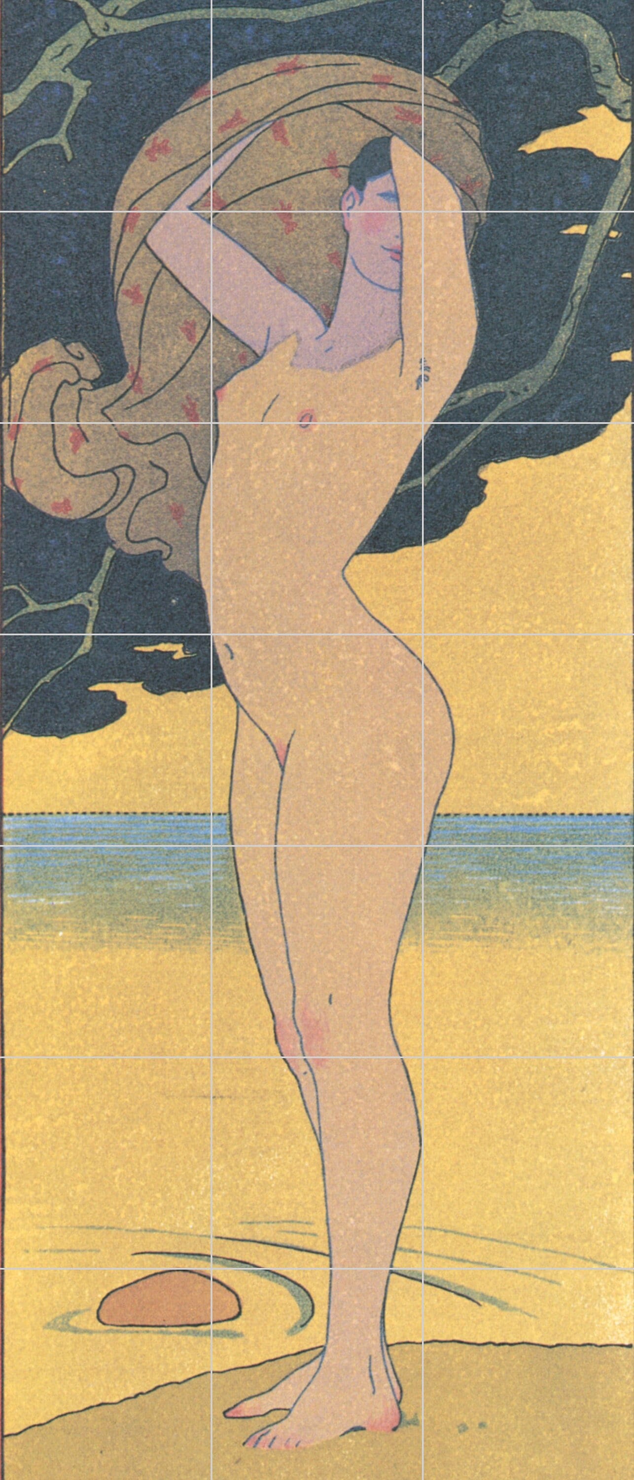 Tile Mural/Mosaic Ceramic Panel of George Barbier La Rivière et la Forêt - George Barbier wall print - George Barbier wall art - Tile Mural