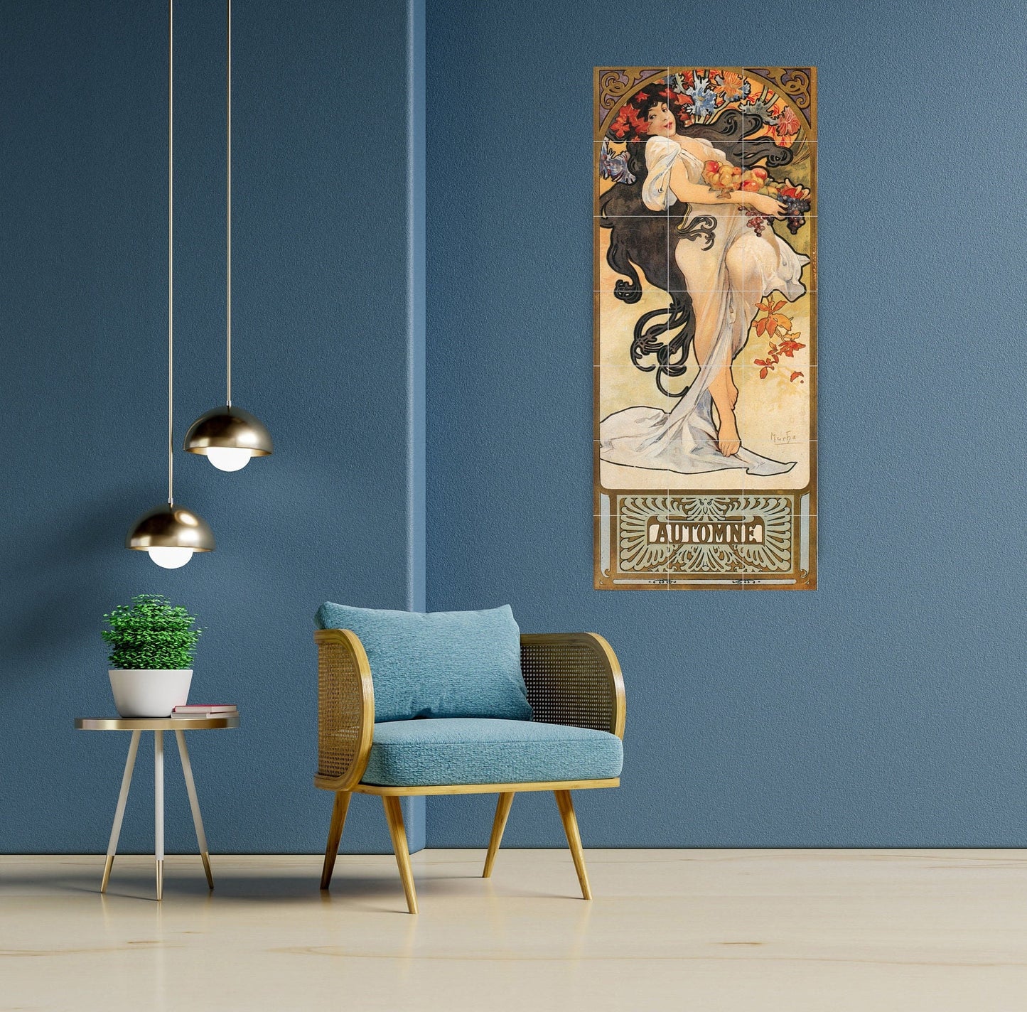 Tile Mural/Mosaic Ceramic Panel of Alphonse Mucha Automne - Alphonse Mucha wall art - Mucha Print - Tile Mural - Gloss Tiles- Tile Mosaic