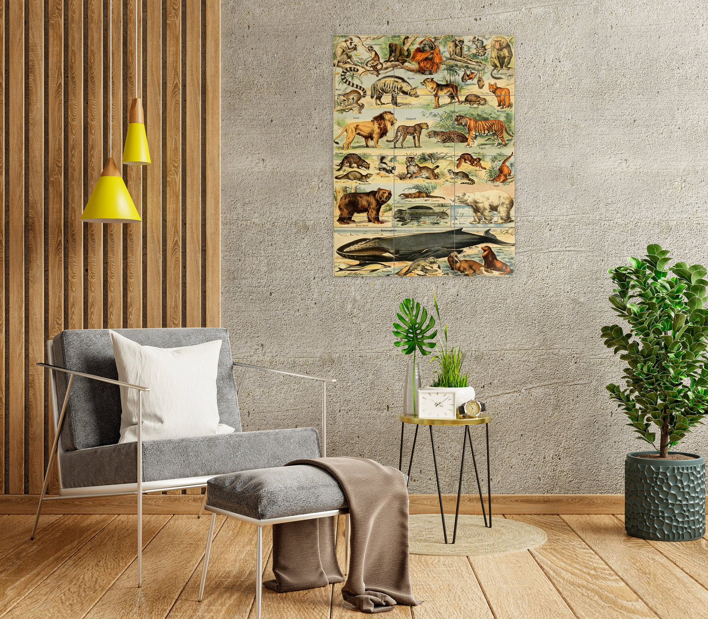 Tile Mural/Mosaic Ceramic Panel of Adolphe Millot Animals Wildlife Vintage Illustration - Mammals Illustration - Millot Print - Tile mural