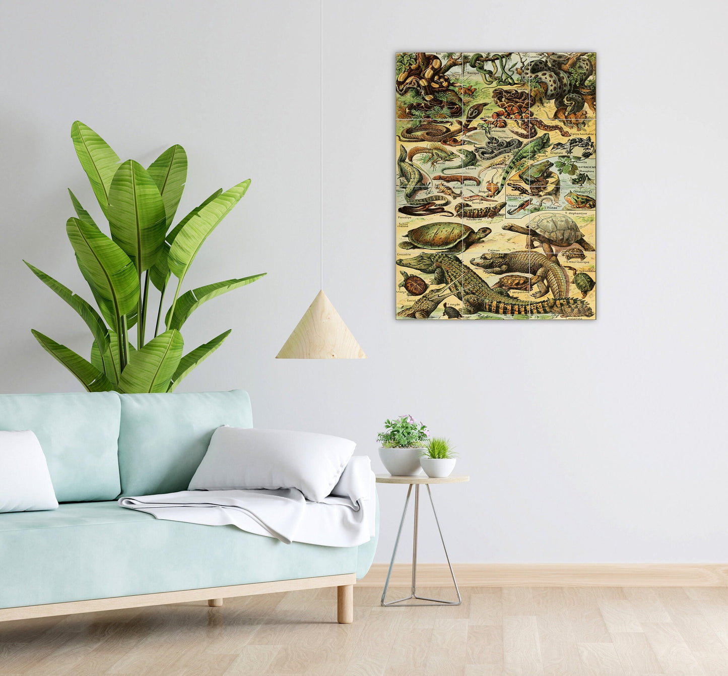 Tile Mural/Mosaic Ceramic Panel of Adolphe Millot Vintage Reptiles Illustration - Reptiles wall Print - Adolphe Millot Print - Tile mural