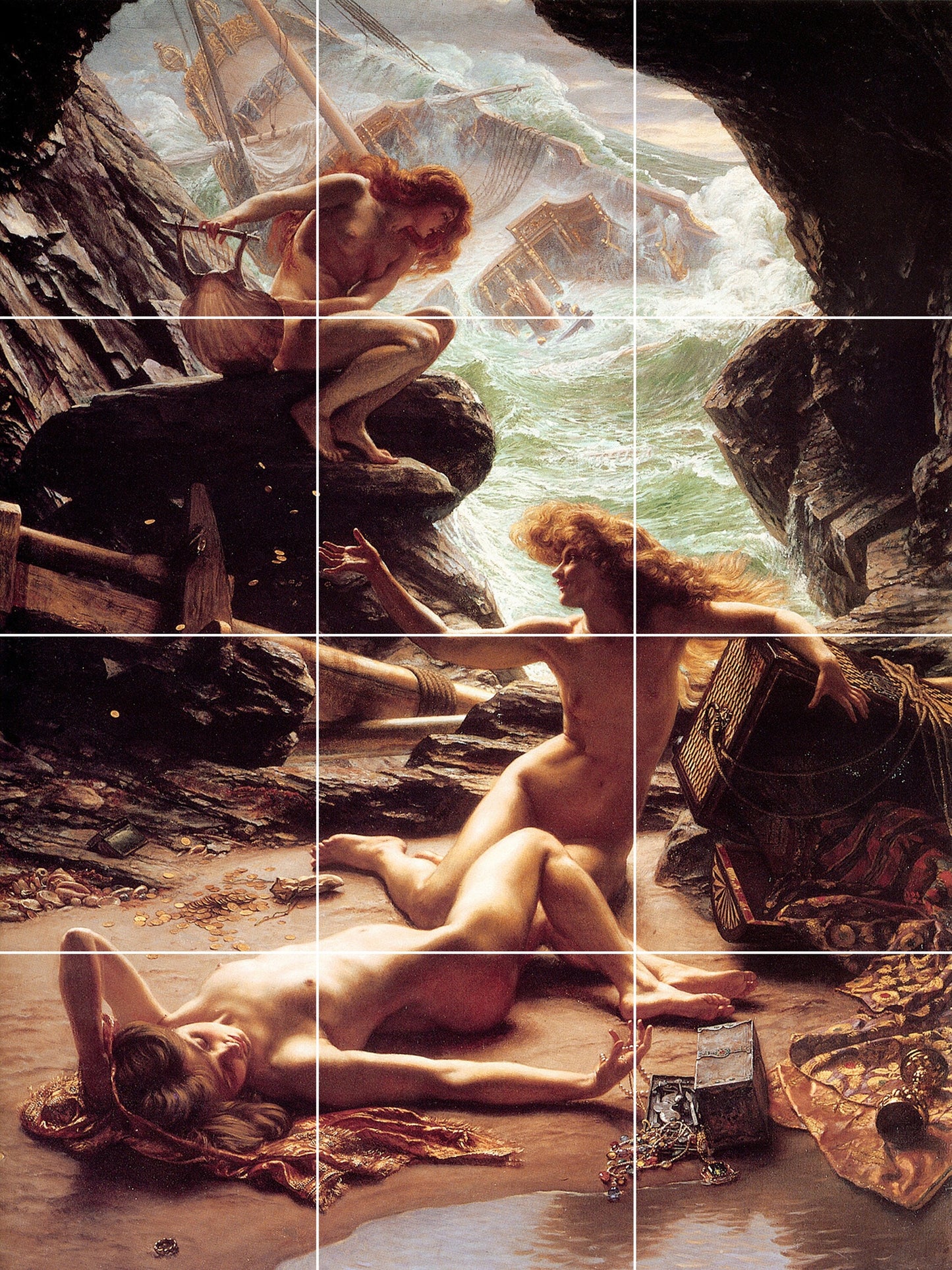 Tile Mural/Mosaic Ceramic Panel of John Poynter Cave of the Storm Nymphs - Poynter wall print - Nude wall art - Tile Mural - Accent tiles