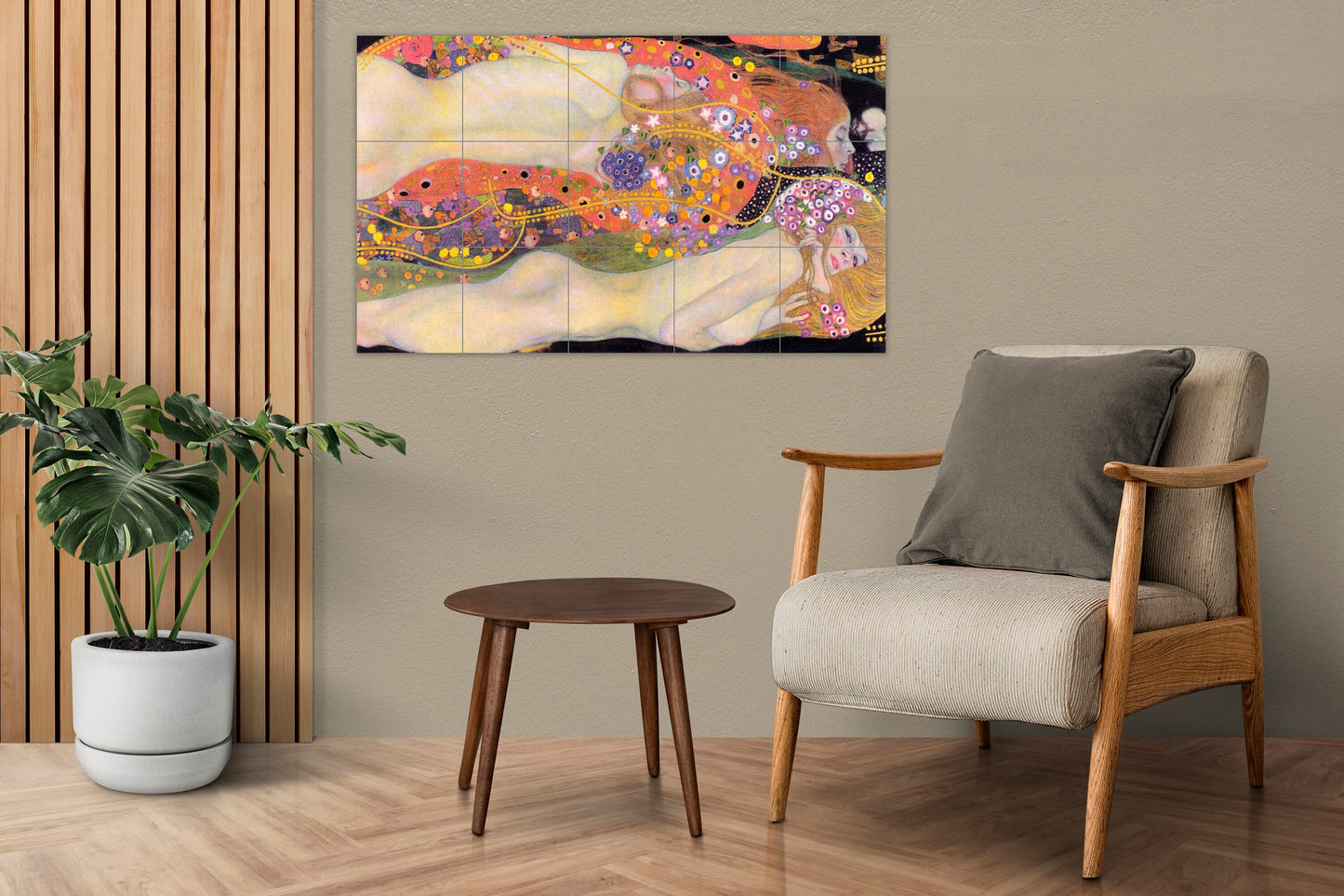 Tile Mural/Mosaic Ceramic Panel of Gustav Klimt Water Serpents -Gustav Klimt wall print -Klimt Tile Mural-Klimt nude wall print -Tile Mosaic