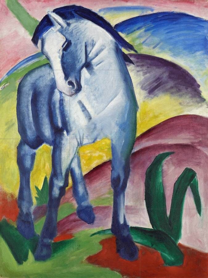 Tile Mural/Mosaic Ceramic Panel of Franz Mark Blue Horse- Franz Mark wall print - Gloss Tiles - Horse wall print - Tile Mosaic Print