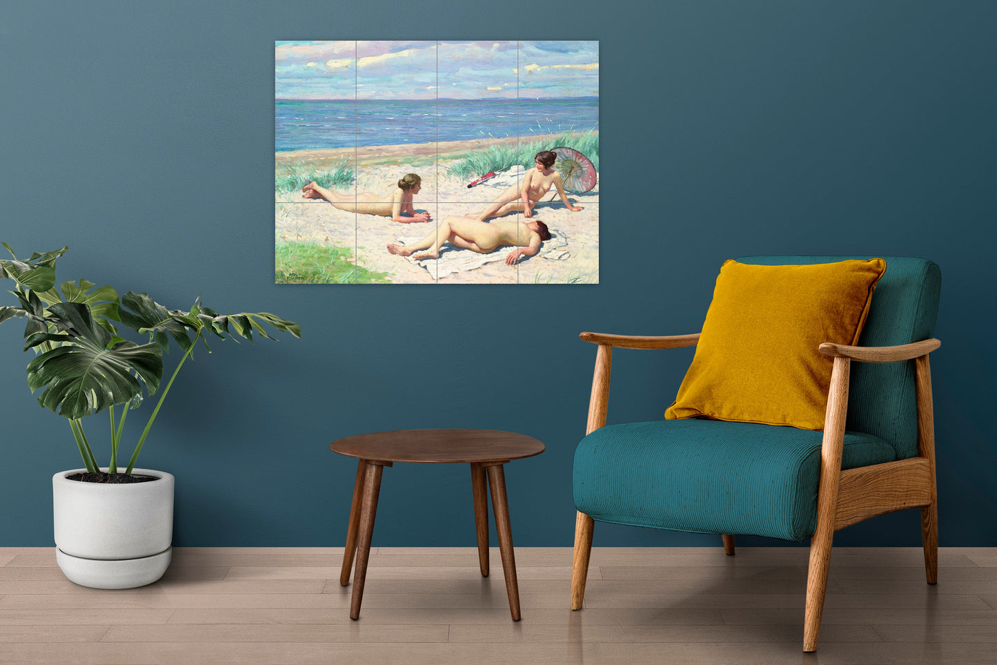 Tile Mural/Mosaic Ceramic Panel of Paul Fischer Girls on the beach - Paul Fischer wall art - Tile Mural - Gloss Tiles - Tile Mosaic