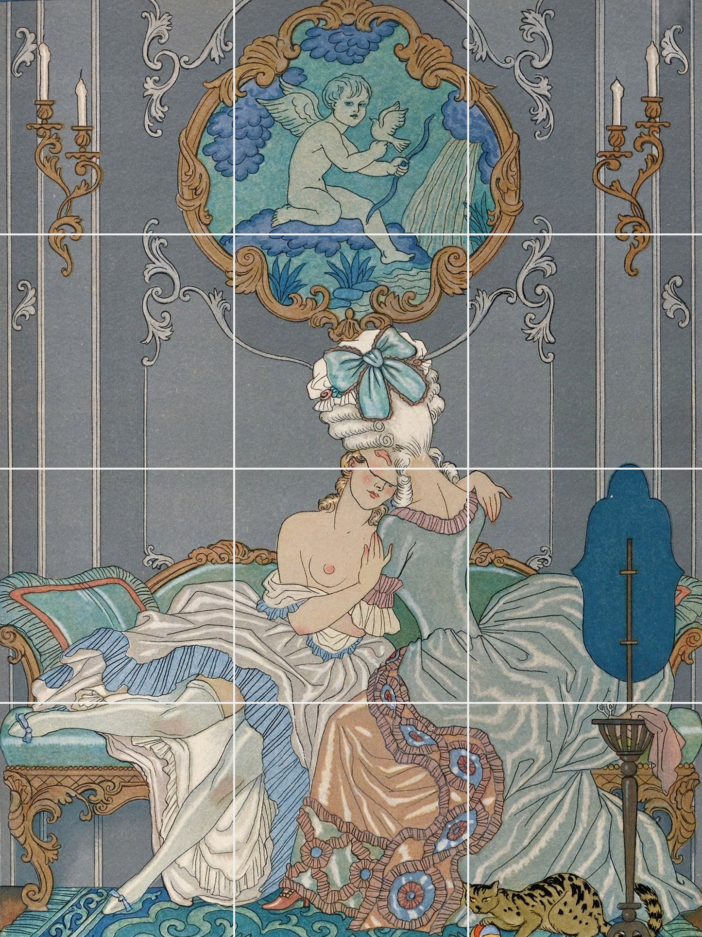 Tile Mural/Mosaic Ceramic Panel of George Barbier Liaisons dangereuses -George Barbier wall print -Art Deco print -Tile Mural - Accent tiles